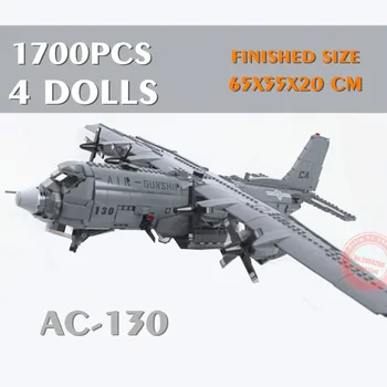 NOVÉ 1700PCS Vojenské Hračky AC-130 Vojny A10 Útok Fighter Letectvu Rovine SWAT Údaje Nápad stavebným Tehly Model Kid Darček