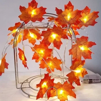 LED simulácia javorový list reťazec dekoratívne osvetlenie Deň Vďakyvzdania batérie svadobné vonkajšie farebné Vianočné string svetlá