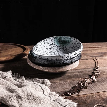 Japonský štýl, vysokú kvalitu textúrou špeciálne tvarované keramické dosky retro riadu pre domácnosť 8 palcový tanieri hrubé okraja dosky
