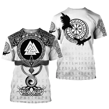 Značku oblečenia Viking Tetovanie vzor Tlač 3D Gotický t shirt Mužov tričko Lete Funny T-Shirt Krátkym Rukávom O-neck Tee tričko Topy