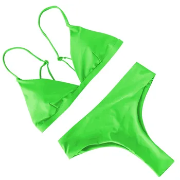2021 Ženy Sexy Pevné Bez Ramienok Bandeau Plavky Na Kúpanie Čalúnená Push Up Plavky Vyhovovali Pláž, Bikiny Nastaviť Zelená, Ružová, Žltá