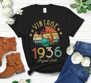 Ročník 1936 originálne tričko s maskou pre Africký Američan žien 85th darček k narodeninám Dámy krátke rukávy T-shirt bavlna