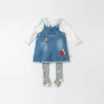 DBJ16494-1 dave bella jarné módne dieťa dievčatá kvetinové výšivky košele, kojenecká batoľa topy deti vysoko kvalitné oblečenie