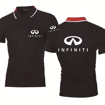 Nové Letné pánske polo tričko Infiniti Auto Logo tlač vysokej kvality bavlny klope tvaru jednofarebné pánske krátke rukáv topy