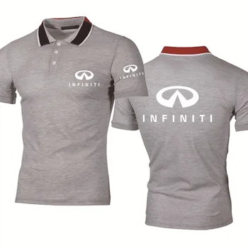 Nové Letné pánske polo tričko Infiniti Auto Logo tlač vysokej kvality bavlny klope tvaru jednofarebné pánske krátke rukáv topy