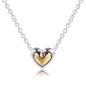 Klenutý Zlaté Srdce Collier Náhrdelníky pre Ženy 925 Sterling Silver Náhrdelníky & Prívesky, Elegantné Šperky Deň matiek 2021