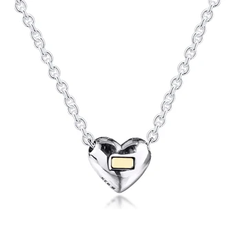 Klenutý Zlaté Srdce Collier Náhrdelníky pre Ženy 925 Sterling Silver Náhrdelníky & Prívesky, Elegantné Šperky Deň matiek 2021