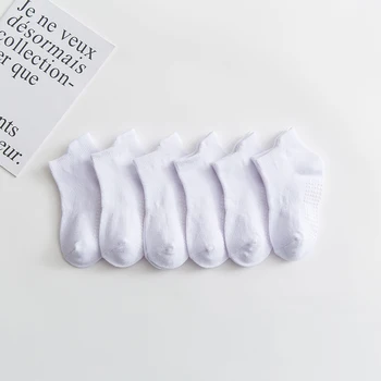 6 Párov/mnoho 0 do 6 Rokov Bavlna Detí Anti-slip Loď Ponožky Nízky Rez Poschodí Ponožka Pre Dieťa S Gumové Gripy Štyri Sezóny