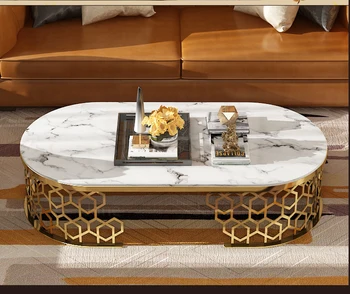 Moderný minimalistický styel mramor nerez konferenčný stolík round U shape čaj stôl rekreačné oblasti nábytok do obývacej izby