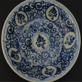 Shou Wen Ming modré a biele nohy misy kompót starožitností, starožitného porcelánu ručné maľovanie ľudovej zber