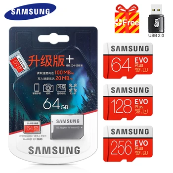 SAMSUNG 128 gb Micro SD Pamäťovú Kartu 64GB 256 GB EVO Plus Class10 TF Karty C10 SD Karta 100 mb/S MicroSD UHS-1 U3 cartao de memoria