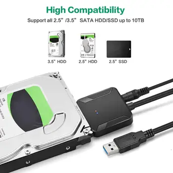 SATA na USB Adaptér USB 3.0 na Sata 3 Cable Converter pre 2.5 v 3.5 HDD SSD Pevný Disk USB Sata Adaptér Nové