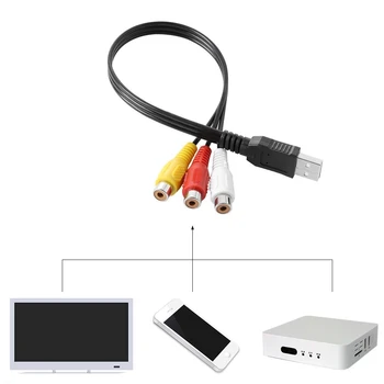 USB 2.0 HDTV TV Video Adaptér Converter Kábel, AV Kábel, USB Mužov a 3-RCA Samica