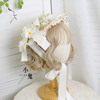 Lolita elegantný byt spp klobúk Mária čaj kvitnúce slamený klobúk páse s nástrojmi kvet
