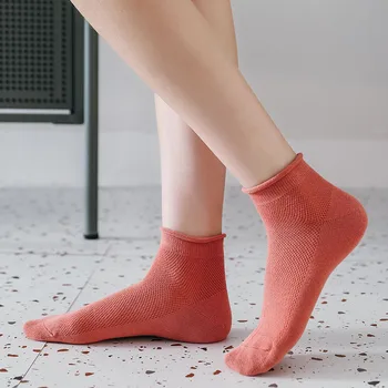 3Pair/SET Nový produkt ženy jar/leto kawaii tenké loď ponožky Roztomilý valcované-up oka priedušné ponožky športové bežné bavlnené ponožky