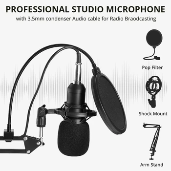 BM-800 Mikrofón, BT Audio Mixer Live Vysielanie Zvuková Karta DJ Nahrávanie Kondenzátora Mic Stand Set Vocal Počítač Povolanie