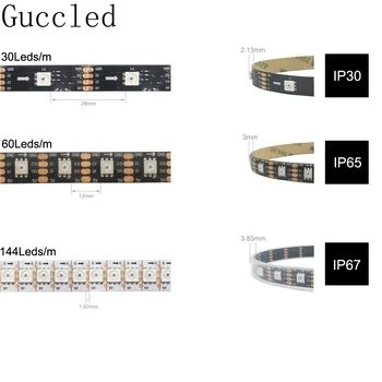 DC5V APA102 SK9822 ÚDAJOV a HODINY Oddelene Smart RGB Led Pixel Pásy 30/60/72/96/144Leds/Pixlov/m IP30/IP65/IP67