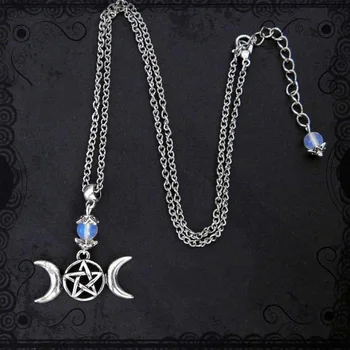 Triple Mesiac Čiar Päť-špicaté Hviezdy, Mesiac Sprievodca Prívesok Náhrdelník Módne pánske a dámske Šperky Dary