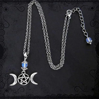 Triple Mesiac Čiar Päť-špicaté Hviezdy, Mesiac Sprievodca Prívesok Náhrdelník Módne pánske a dámske Šperky Dary