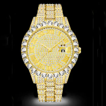 Luxusné Hip Hop Ľadový Sa Pozerať Gold Black Diamond Sledovať Top Značky pre Mužov Quartz Hodinky Relogio Masculino Muži Hodinky Reloj