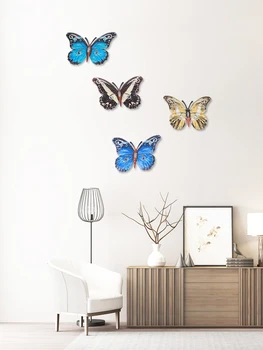 4pcs Kovový Motýľ, Nástenné Dekorácie, Závesné Socha Stenu, Kresby, Záhradné Dekorácie Miniaturas Zvierat Vonkajšie Sochy Na Dvore