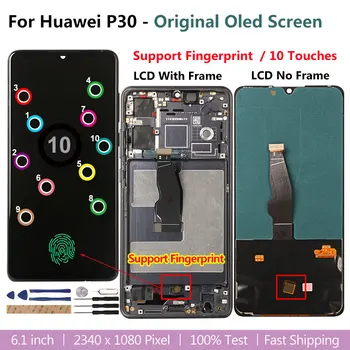 Pôvodné Oled Displej Pre Huawei P30 ELE-L29 L09 L04 LCD Podpora Fingerprint 10 Dotkne Obrazovky Náhradná Pre Huawei P30 P 30