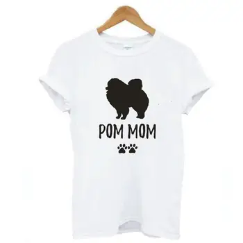 Móda Žena Letné Tričká Krátky Rukáv Bežné Zábavné Pomeranian Psa Mamičky Písmeno T Shirt Ženy Topy Harajuku Tee Tričko Femme