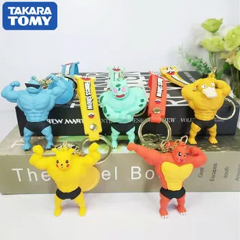 TAKARA TOMY Kawaii Cartoon Svalov Pikachu Psyduck Charmander Squirtle Akcie Obrázok Keychain Auto Key Chain Bag Prívesok Hračky