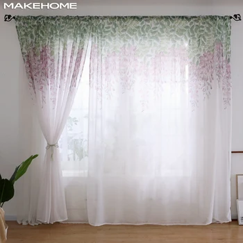 MAKHOME Wisteria Kvet Moderné Tylu Závesy Pre Obývacej Izby, Spálne, Elegantný Dizajn Domov Okno Voile Záclony Prenos