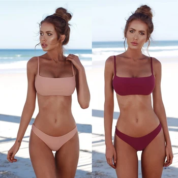 Kayotuas Ženy Bikín Hot jednofarebné Plavky Push-Up Podprsenka+Nohavičky 2ks Letné plážové oblečenie Trojuholník Slim Fit Plavky