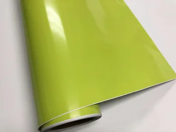 50*152/200/300 CM Lesklý vápna zelený Vinyl Film lipovo zelená Lesk Car Wrap Fólia S odvzdušňovací Motorku, Auto Nálepky