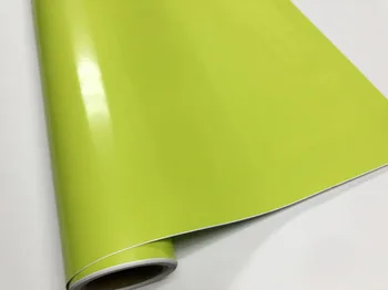 50*152/200/300 CM Lesklý vápna zelený Vinyl Film lipovo zelená Lesk Car Wrap Fólia S odvzdušňovací Motorku, Auto Nálepky