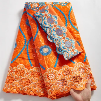 SJD ČIPKY Orange Afriky Bazin Riche Getzners Textílie 2021 Nový Šijací Výšivky, Čipky Textílie 7 Metrov Pre Ženy Šaty Strany A2499