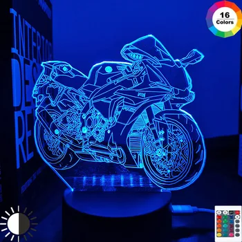 Cool Motocykel Led Nočné Svetlo pre Deti Spálňa Decor Jedinečný Darček k Narodeninám pre Deti študovňa Stôl 3d Lampa Motocycle
