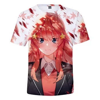 Nakano Miku Esenciálnej Quintuplets Anime T-shirt 3D Vytlačené Unisex Streetwear Letné Módne O-Krku Harajuku Bežné Topy