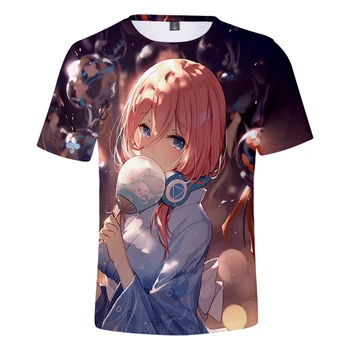 Nakano Miku Esenciálnej Quintuplets Anime T-shirt 3D Vytlačené Unisex Streetwear Letné Módne O-Krku Harajuku Bežné Topy