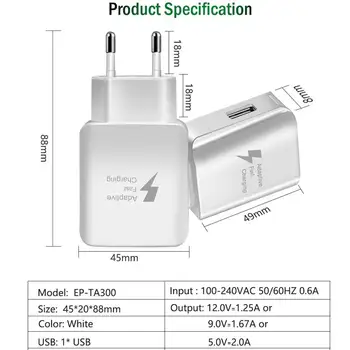Telefón Nabíjačka Adaptívne Rýchle Nabíjanie EÚ a USA USB Nabíjačky, Kábel Pre Samsung Pocit, 2 A51 A50 A70 A20 A91 S8 S9 A71 A10 A11 A01 A5