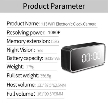 HD 1080P Hodiny WiFi Kamera Mini IP Home Security Videokamera P2P Nočné Videnie Alarm Motion Remote CCTV Kamery