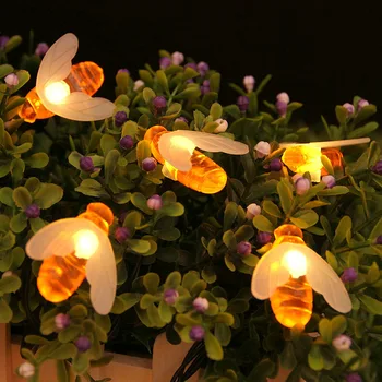 Solárna lampa LED reťazec bee vonkajšie dekoratívne lampy záhradné svetlo festival strany vyhlasujú atmosféru