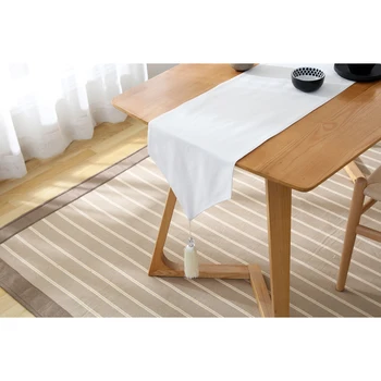 Biely Elegantný Stôl Runner Obrus Čierny Stôl Dekorácie Príslušenstvo Pevné Farebnej Japonskom Štýle Strapec Čaj Mat Domova