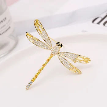 Hot predaj Kórea štýl zircons dragonfly klope cardigan pin Brošňa žien in vrchné oblečenie osobnosti hmyzu ozdoby, šperky
