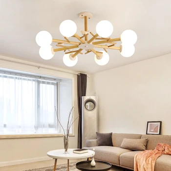 Nordic vták lampy, Obývacej izby, Spálne, Kuchyne sklenenú guľu luster Vták drevený luster deco Lampa