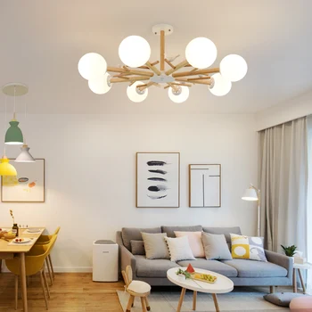 Nordic vták lampy, Obývacej izby, Spálne, Kuchyne sklenenú guľu luster Vták drevený luster deco Lampa