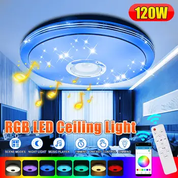 120W RGB LED Stropné svietidlo bluetooth Modernej Hudby Lampa Obývacej Izby, Spálne, Kuchyne, Osvetľovacie Zariadenie, Povrchová Montáž Diaľkové Ovládanie