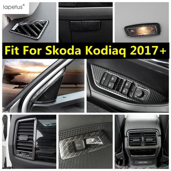 Carbon Fiber Príslušenstvo Pre Škoda Kodiaq 2017 - 2020 Pilier Reproduktor Okno, Výťah, Panel Vzduchu AC Otvor Kryt Výbava ABS Interiéru Auta