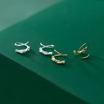 WANTME Skutočné 925 Sterling Silver Módne kórejský Pripraviť Zirkón Rotujúce Stud Náušnice pre Ženy Elegantné Party Príslušenstvo Šperky