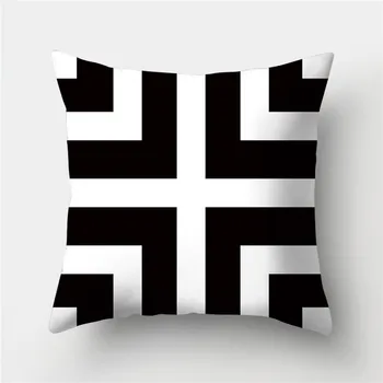 Black White Geometrické Vankúš Vankúše 45*45 Dekoratívne Sedacie Vankúše Hádzať Vankúše Polyester Obliečka Na Vankúš Domova