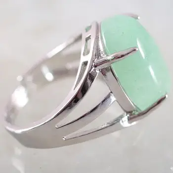 Prst Prsteň Pre Ženu je Prírodný Kameň Gem Oválne Korálkové Krúžok Zelený Aventurine Krúžok Nastaviteľné Šperky Darček 1Pcs Z186