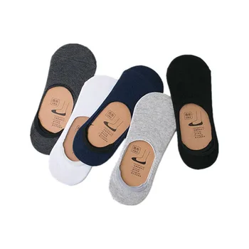 10 ks = 5 párov nových Bavlny mužov neviditeľné ponožky mužov ponožky, silikónové anti - šmyk, čisté farebné letné ponožky