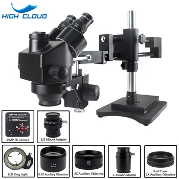 7X-45X Dvojité Boom Zoom Zároveň Hlavná Trinocular Stereo Mikroskopom HDMI USB Priemyselné Microscopio Fotoaparát Opravy Nástrojov zväčšovača lišta